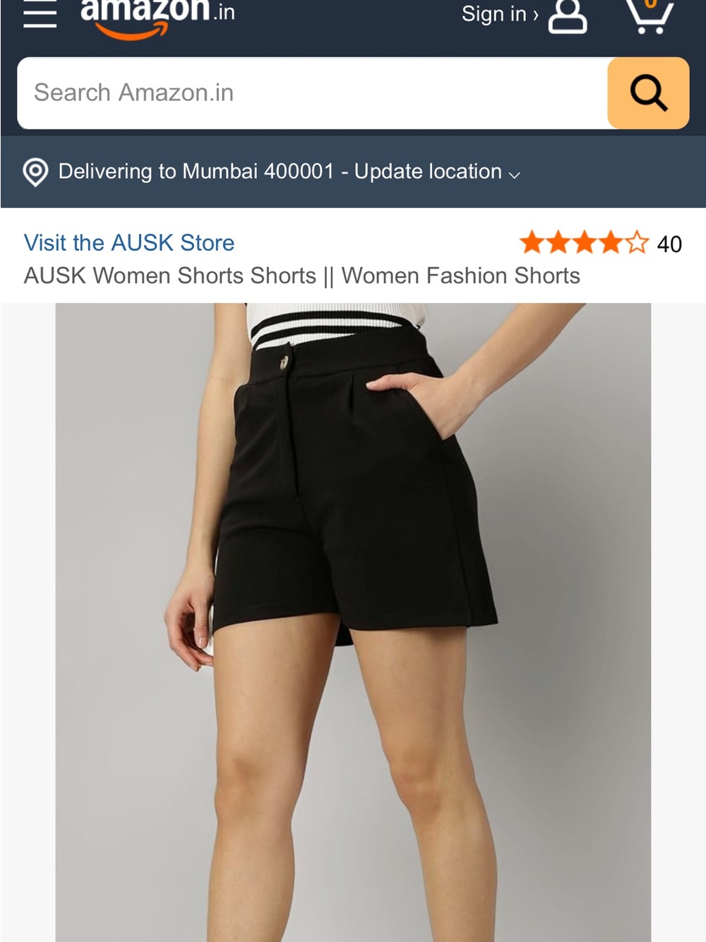 HUDSON Black khaki shorts; Mid rise.